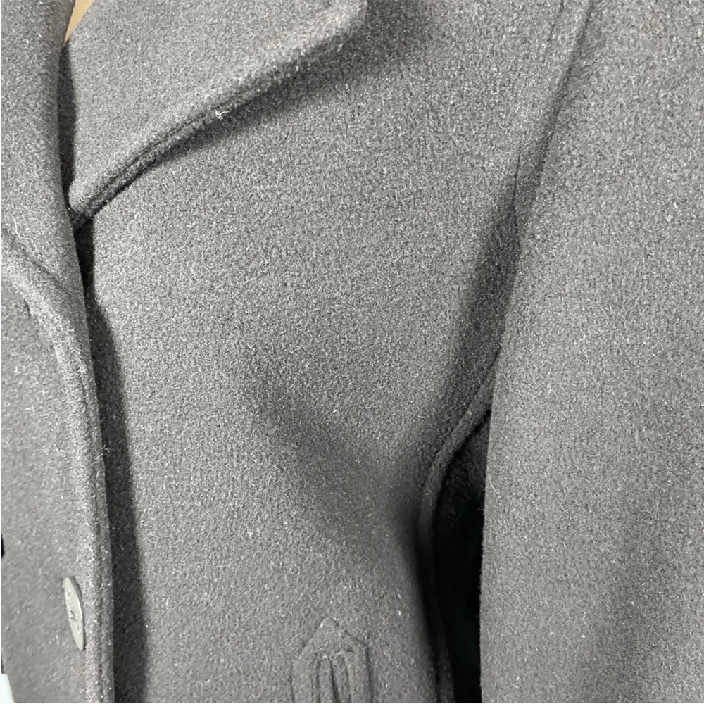 LL Bean Double Breasted Lambswool Peacoat Women’s Size 10 Petite Black Classic